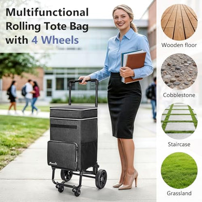 KEDSUM 250LBS Rolling Teacher Bag with Detachable Trolley, 2.12 Cu.Ft