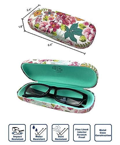 JAVOedge [4 PACK / 3 PACK], Printed Pattern Durable Hard Clamshell Eyeglass Case with Bonus Microfiber Cloth - color: Florals - Style B, size: 3 PACK