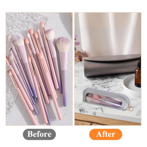 Psyqtsuary Clear Small Makeup Bag, PU Leather Small Cosmetic Bag for Purse - color: Silver