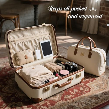 Luggage Sets with Spinner Wheels, Lightweight Hardshell Suitcase Set with TSA Lock, Carry On Checked Luggage Set with YKK Zippers (Beige, 4 Piece Sets(14/20/DB/TB)) - color: beige, size: 4 Piece Sets(14/20/DB/TB)