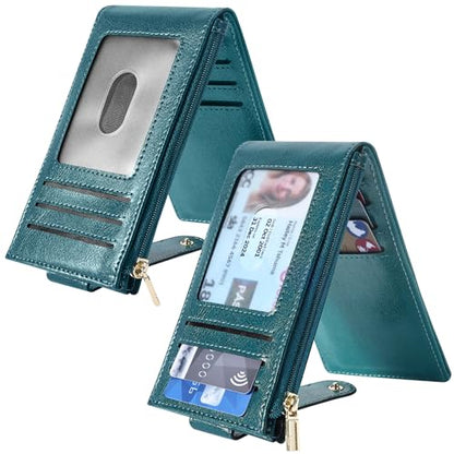 Chelmon Women's RFID Slim Card Holder Wallet - color: Peacock Blue