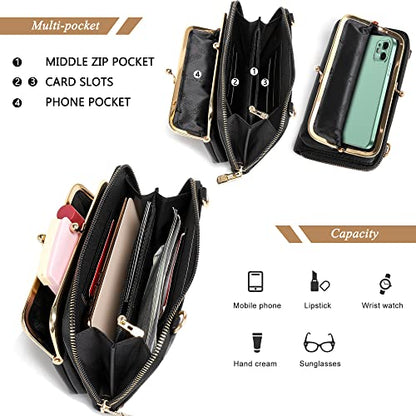 Montana West Crossbody Cell Phone Purse for Women RFID Blocking Cellphone Wallet - color: Wallet Black
