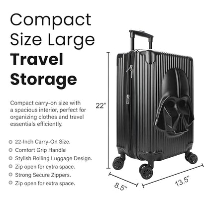 Bioworld Star Wars Darth Vader Black 22" Rolling Luggage - color: Darth Vader Black