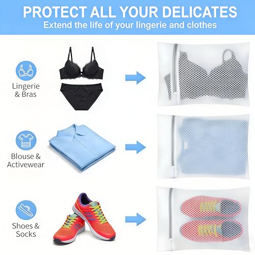 3Pcs Laundry Bags Mesh Wash Bags，12 x 16 inches