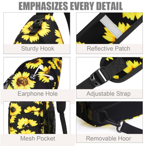 Pritent Crossbody Bags for Women Men Trendy Sling Bag Backpack Casual Chest Bag with Convertible Shoulder Strap - color: Sunflower, size: Medium