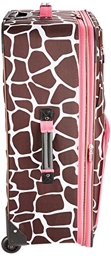 Rockland Vara Softside 3-Piece Upright Luggage Set,Expandable, Pink Giraffe, (20/22/28) - color: Pink Giraffe