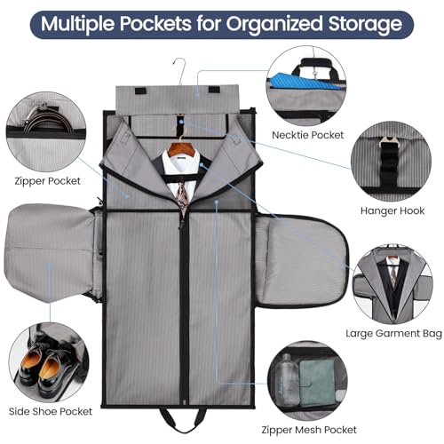 2-in-1 Rolling Garment Bag w/Wheel,Lightweight/Waterproof - color: Navy