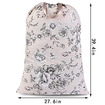 Sanlykate Extra Large Laundry Bag with Drawstring Closure and Handle, 28 x 40 Inch Heavy Duty Travel Dirty Clothes Bag for Laundromat and Household, Black Peony - color: Black Peony