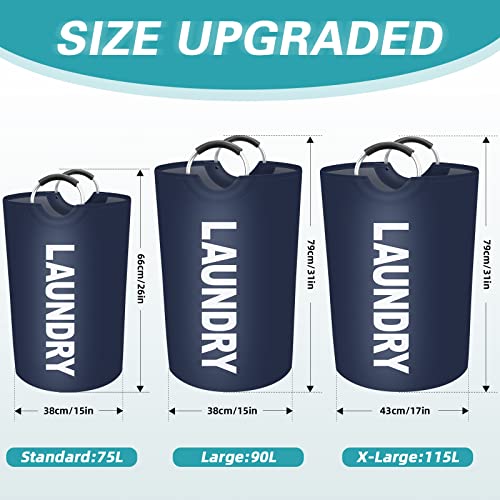 115L Large Laundry Basket, Dirty Clothes Waterproof Laundry Hamper, Blue - color: Blue, size: 115L