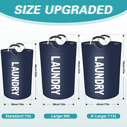 115L Large Laundry Basket, Dirty Clothes Waterproof Laundry Hamper, Blue - color: Blue, size: 115L