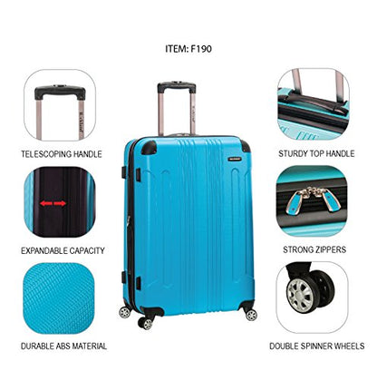 Rockland London Hardside Spinner Wheel Luggage, Turquoise, 3-Piece Set (20/24/28) - color: Turquoise, size: 3 Piece (28"/24"/20")