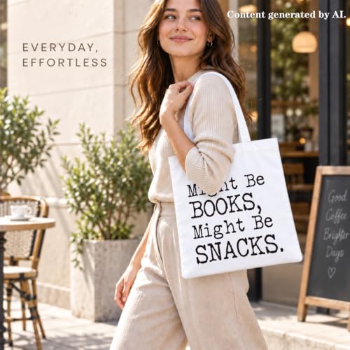 Funny Canvas Tote Bag, Reusable Playful Shoulder Bag, Whimsical Carryall for Shopping Commute Beach - color: Book 01
