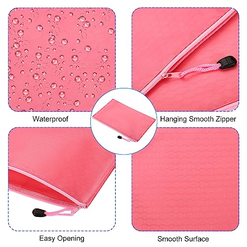 PATIKIL Waterproof Zipper File Bags, 3 Pack A5 Document Holders Pencil Pouch for Office, Pink - color: Pink, size: A5