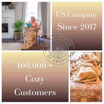 PediPocket Original Patented 50"x70" Cozy Cappuccino Plush Fleece Blanket - color: Cozy Cappuccino