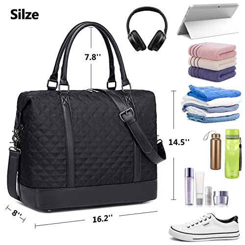 Bluboon Women Ladies Weekender Carry-on Tote Bag Overnight Duffel in Trolley Handle