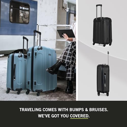 Kenneth Cole REACTION Out of Bounds Lightweight Hardshell 4-Wheel Spinner Luggage, Midnight Black, 24-Inch Checked - color: Midnight Black, size: 24-Inch Checked