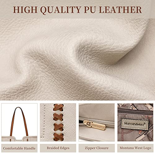 Montana West Tote Bag for Women Top Handle Satchel Purse - color: Ivory Beige