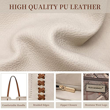 Montana West Tote Bag for Women Top Handle Satchel Purse - color: Ivory Beige