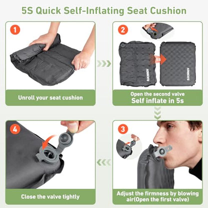 Inflatable Seat Cushion, Self Inflating Compact Stadium Seat Cushion - color: Gray-1pack