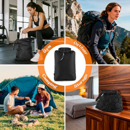 Travel Laundry Bag, Waterproof Compression Bags for Dirty Clothes - color: Black, size: Medium