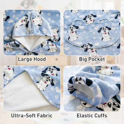 Moinlizy Oversized Wearable Blanket Hoodie for Women Men - color: Blue Dog