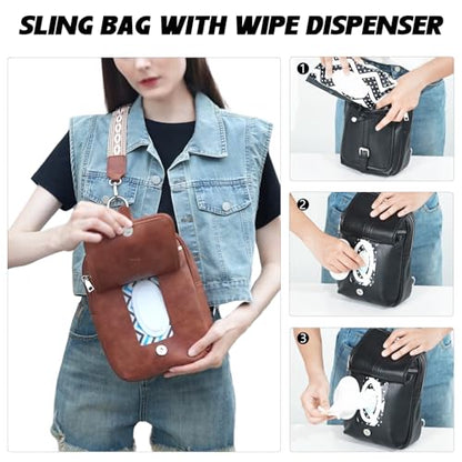 MYHOZEE Mini Diaper Bag Crossbody Small Diaper Bag Purse with Wipes Pocket - color: Denim Blue