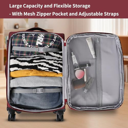 WireHot 3-Piece Softside Expandable Luggage Set, Burgundy, 20in/24in/28in - color: Burgundy