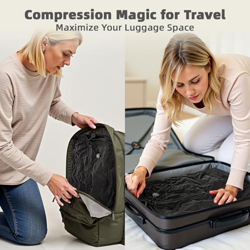 Vacuum Bags for Travel with Wireless Pump, Compression Seal Bags for Clothing Space Saver 33L Professional IP67 Reusable Packing Organizers for Luggage, Suitcases and Backpack(2PC+1 Pump) - style: Vacuum Bag-Beehive-2pcs