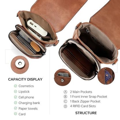 GEMIU Small Rfid Cell Phone Purse Leather Crossbody Purses for Women Travel - color: Brown