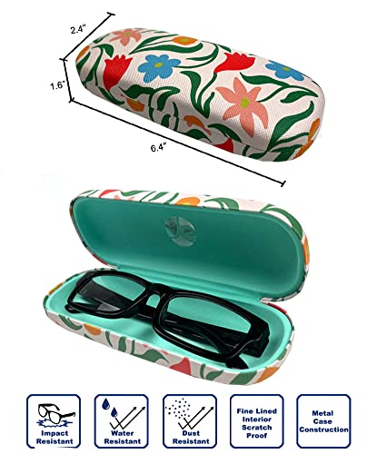 JAVOedge [4 PACK / 3 PACK], Printed Pattern Durable Hard Clamshell Eyeglass Case with Bonus Microfiber Cloth - color: Florals - Style G, size: 3 PACK