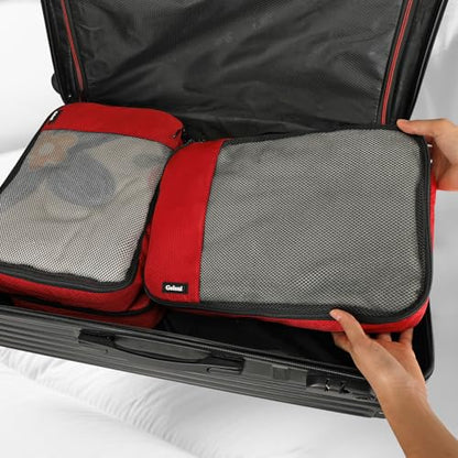 Packing Cubes for Travel,4 Set Packing Cubes for Suitcases,Lightweight Mesh Luggage Organizer Bag with Double Zipper,Red - color: Red