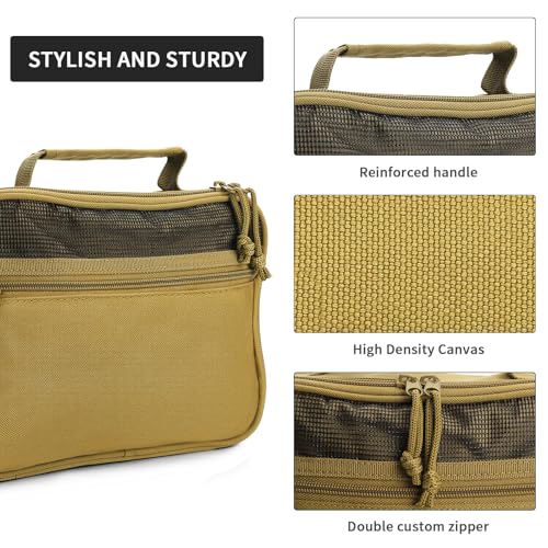 Hanging Toiletry Bag for Men,Men's Travel Essential,Travel Dopp Kit - color: Khaki