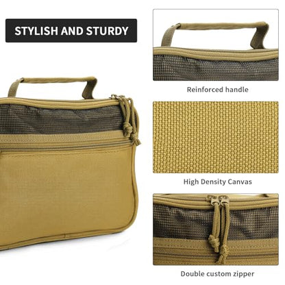 Hanging Toiletry Bag for Men,Men's Travel Essential,Travel Dopp Kit - color: Khaki