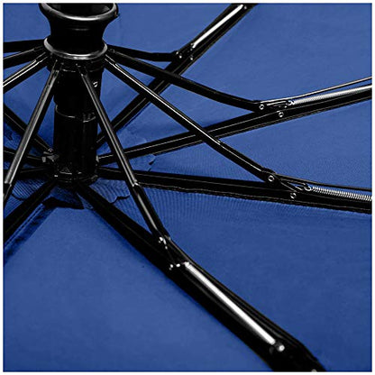 RainPlus Windproof Travel Umbrella - Compact, Automatic, Folding and Portable - Umbrellas For Rain for Men and Women - Car, Backpack, Purse, Strong & Wind Resistant - color: Navy Blue