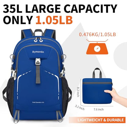 Lightweight Foldable 35L Everyday Backpack, Packable Daypack (Blue) - color: 35l-blue