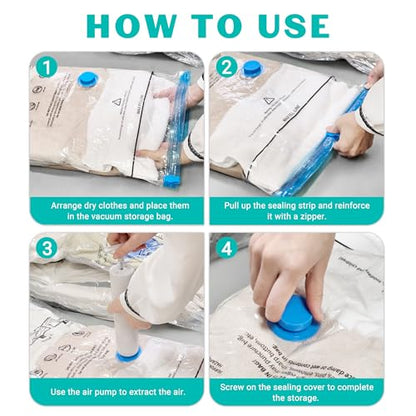 10 Pack Small Space Saver Vacuum Storage Bags Compression Seal Bags for Travel Clothing Luggage Blankets Comforters with Hand Pump - size: 10 Small