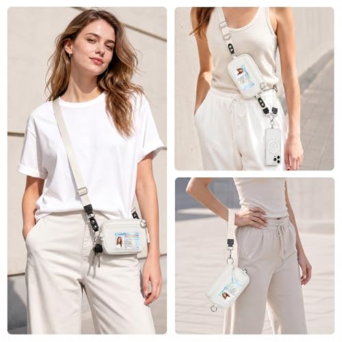CYSIYU Small Crossbody Bag with Phone Lanyard and Wrist Strap Mini Checkered 4.5x6.5 Purse with RFID Clip and Go for Travel - color: Cream, size: Mini