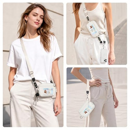 CYSIYU Small Crossbody Bag with Phone Lanyard and Wrist Strap Mini Checkered 4.5x6.5 Purse with RFID Clip and Go for Travel - color: Cream, size: Small