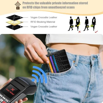 Slim Credit Card Holder Crocodile Wallet Women Thin Wallets - color: A Black