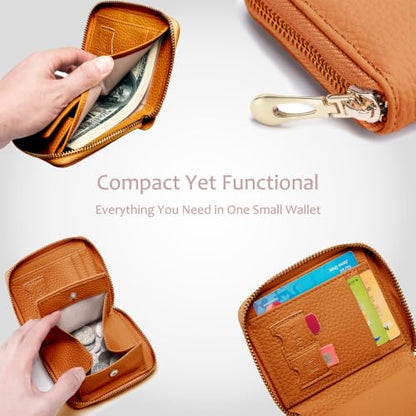 RFID Blocking Small Wallets for Women, Leather Travel Wallet - color: Brown