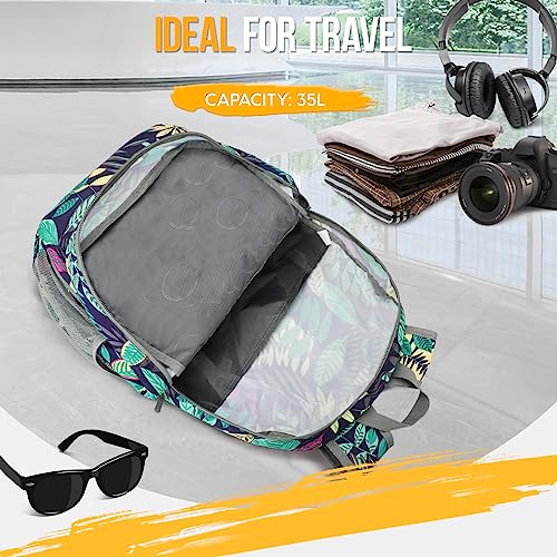 ZOMAKE Lightweight Packable Backpack 35L, Water Resistant Foldable Day Pack - color: D-leaf Print