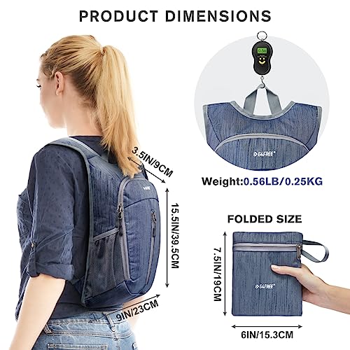 G4Free 10L Hiking Backpack Small Travel Hiking Daypack Lightweight Packable Backpack Casual Foldable Shoulder Bag - color: Dark Blue