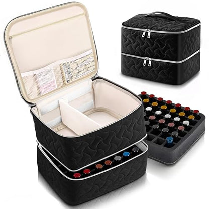 DreamGenius Nail Polish Organizer Bag Holds 42 Bottles, Black - color: Black