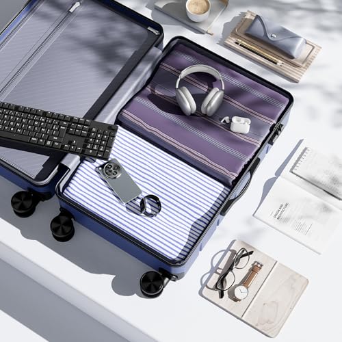 OLIXIS 20 Inch Carry-On Luggage, Hardside Suitcase with Spinner Wheels, Lightweight ABS Hard Shell Travel Luggage, TSA Approved Lock, Expandable Small Suitcase for Business & Travel–Blue - color: Blue, size: 20 IN