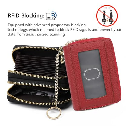 imeetu RFID Credit Card Holder, Small Card Wallet Women, Leather Card Case - color: Max - Red, size: Max