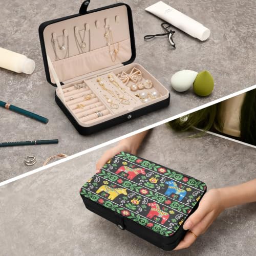 senya Leather Jewelry Box Ethnic Swedish Dala Horse Ring Storage - color: Horse 1