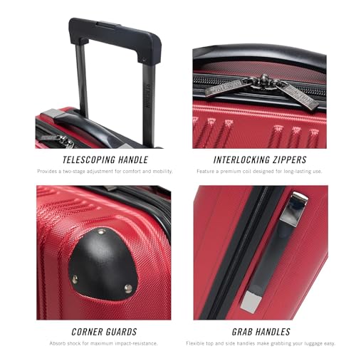 Kenneth Cole REACTION Out of Bounds Lightweight Hardshell 4-Wheel Spinner Luggage, Scarlet Red, 24-Inch Checked - color: Scarlet Red, size: 24-Inch Checked