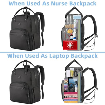 MATEIN Medical Backpack, 17 Inch Laptop Backpack with Removable Organizer - color: Black, size: 17 Inch