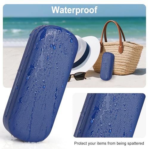 RayLove Glasses Case Hard Shell Eyeglass Case with Cleaning Cloth, PU Leather Protective Eye Glass Cases Fits Most Sunglasses - color: Blue