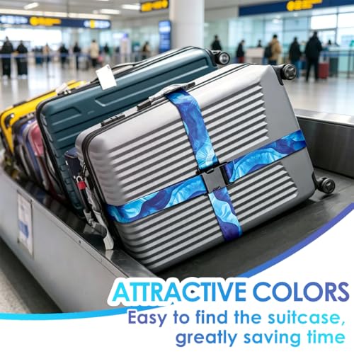 4 Pack Luggage Straps for Suitcases Adjustable Luggage Belt Suitcase Strap Travel Bag Accessories (Sky Blue(4 Pack)) - color: Sky Blue(4 Pack)